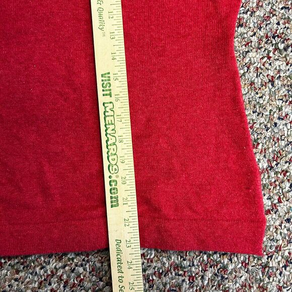 100% Cashmere Women's Red Cut-Out Shoulder V-Neck LS Pullover Sweater Size M - Picture 12 of 12